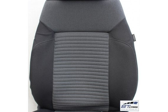 VW POLO FOTELE KOMPLET FOTELI siedzeń siedzenia tapicerka 6R 6R4 6R0 5-drzwiowy welur w kolorze czarno-szarym