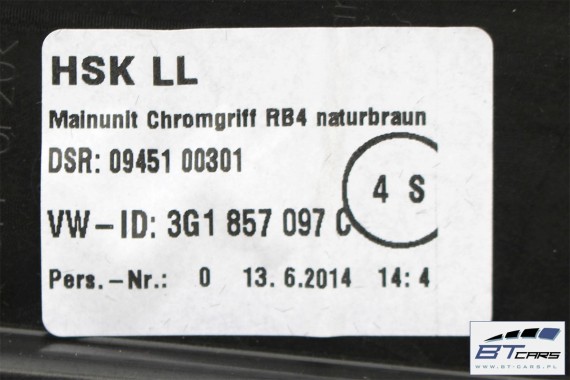VW PASSAT B8 SCHOWEK KONSOLI PRAWY 3G1857097C 3G1 857 097 C pasażera Kolor: RB4 - naturalny brąz