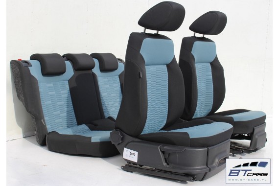 VW POLO FOTELE FOTELE KOMPLET FOTELI siedzeń siedzenia fotel tapicerka 6R 6C welurw kolorze czarnym i niebieskim 5-drzwiowy