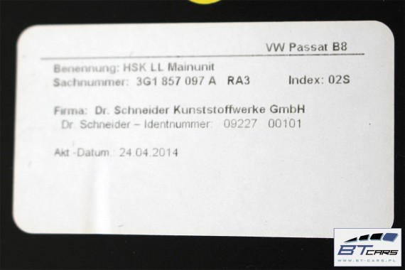 VW PASSAT B8 SCHOWEK KONSOLI PRAWY 3G1857097A Kolor: RA3 - czarny tytanowy 3G 2015-  3G1 857 097 A