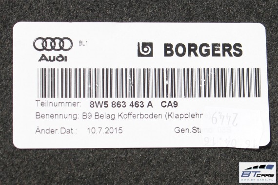 AUDI A5 BOCZEK + DYWAN + PAS BAGAŻNIKA 8W6863879C 8W6863880A 8W5863463A 8W 2016- boczki bagażnik tapicerka