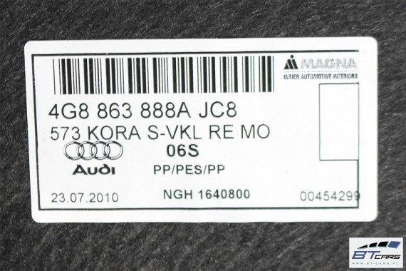 AUDI A7 BOCZKI + DYWAN BAGAŻNIKA 4G8863887A 4G8863888A 4G8863471 4G8863463 BOCZEK TAPICERKA JC8 QC7 brązowy 4G8863887B 4G8863888
