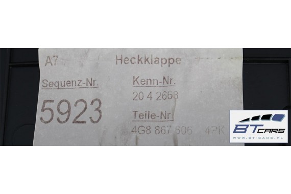 AUDI A7 BOCZEK KLAPY BAGAŻNIKA 4G8867979A 4G8867606 DL2 - brązowy moor 4G8 867 979 A 4G8 867 606 tył tylny 4G8867979A 4G8867606