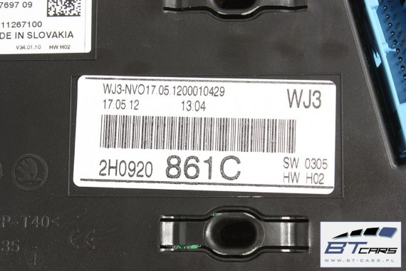 VW AMAROK ZEGARY LICZNIKI DIESEL 2H0920861C 2H0 920 861 C 2H0920861CX 2H0 920 861 CX ZEGAR ZESTAW WSKAŹNIKÓW LICZNIK 2H