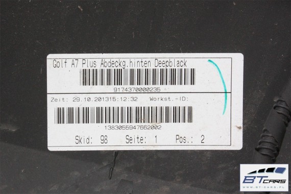 VW GOLF 7 SPORTSVAN ZDERZAK TYLNY TYŁ PDC Kolor: LC9X głęboka czer 510807417 510 807 417 510807417  510807417C 510807417J