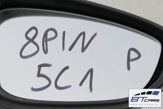 VW NEW THE BEETLE LUSTERKO DRZWI LEWE 5C 8 pin zewnętrzne pinów kabli przewodów 8PIN 5C0 2T 	LC9X 	Głęboka czerń Czarny