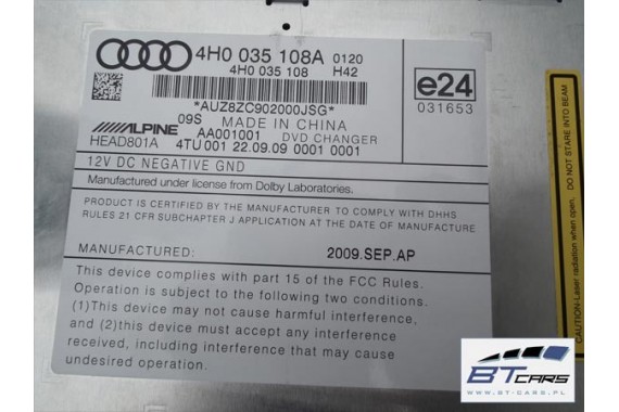 AUDI A8 VW TOUAREG ZMIENIARKA PŁYT DVD 4H0035108A 4H0035108 4H0035108B 4H0035108C 4H0035108D 4H0035108F 4H0035108B 4H0035108A