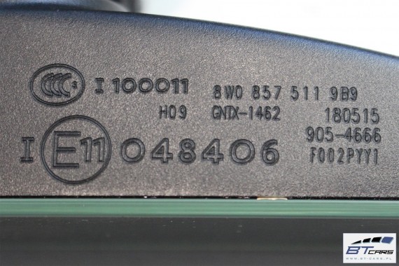 AUDI A4 A5 Q5 Q7 LUSTERKO WEWNĘTRZNE 8W0857511 kolor 9B9 czarny fotochrom 8W0 857 511 wsteczne 8W0857511 8W0857511F 4M0857511A