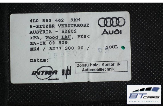 AUDI Q7 DYWAN BAGAŻNIKA 4L0863462 wykładzina 4L 4L0 863 462 TAPICERKA WER 5 osobowa 9AM - czarny (soul)