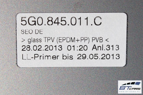 VW GOLF 7 VII SZYBA PRZEDNIA CZOŁOWA 5G0845011C 5G0 845 011 C PRZÓD sensor kamera 2012 5G 5G0845011C 5G0845011AC 5G0845011C