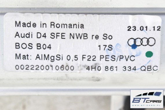 AUDI A8 ROLETA ELEKTRYCZNA DRZWI + PRZYCISK 4H 4H0861333 4H0861334 4H0959851F 4H0 861 333 D4 QBC  4H0861333 4H0861334 4H0959851
