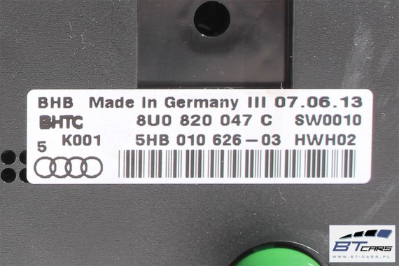 AUDI Q3 PANEL KLIMATYZACJI KLIMY 8U0820047C 8U0820047E 8U0820047G przód moduł sterownik nawiewu manualny 8U0 820 047 8U0820047C