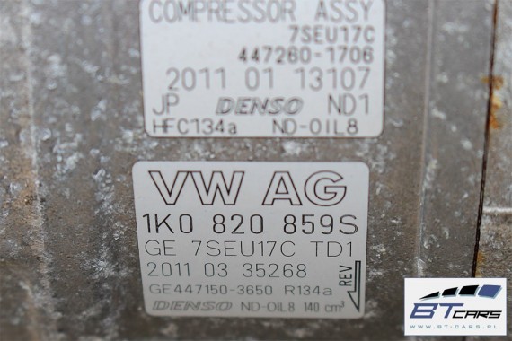 VW AUDI SKODA POMPA KLIMY KLIMATYZACJI 1K0820859S 1K0 820 859 S sprężarka kompresor agregat SEAT