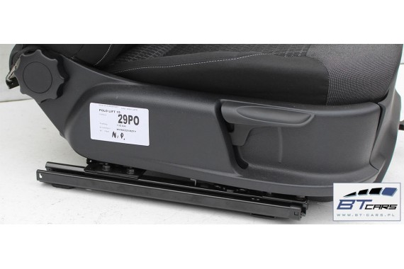 VW POLO FOTELE KOMPLET FOTELI siedzeń siedzenia tapicerka 6C 6C4 6C0 5-drzwiowy welur w kolorze czarno-szarym