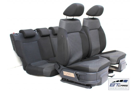 VW POLO FOTELE KOMPLET FOTELI siedzeń siedzenia tapicerka 6R 6R4 6R0 5-drzwiowy welur w kolorze czarno-szarym