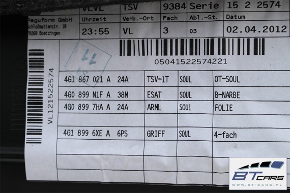 AUDI A6 4G SEDAN FOTELE KOMPLET FOTELI siedzeń siedzenia fotel tapicerka 4G5 skóra kolor czarny USA C7