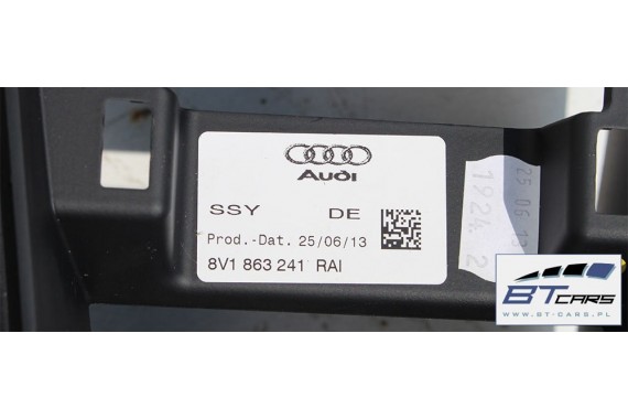 AUDI A3 TUNEL + PODŁOKIETNIK SKÓRA 8V1863241 RAI - soul / szary tytanowy  8V1 863 241 8V1863241 8V1863241J 8V1863241 8V1861690