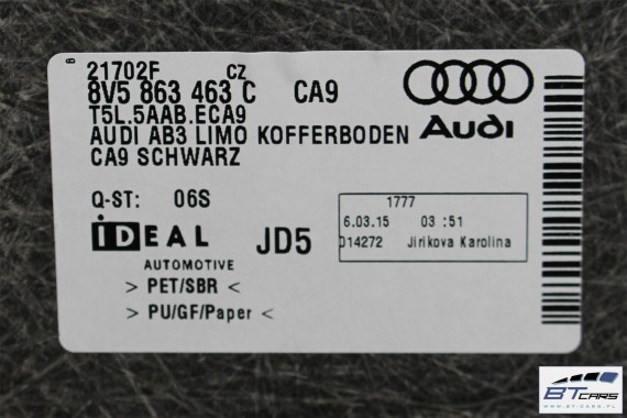 AUDI A3 SEDAN PODŁOGA + BOCZEK BAGAŻNIKA 8V5863887T 8V5863888J 8V5863463 boczki tapicerki bagażnik 8V5863471 8V CA9 8V5863887