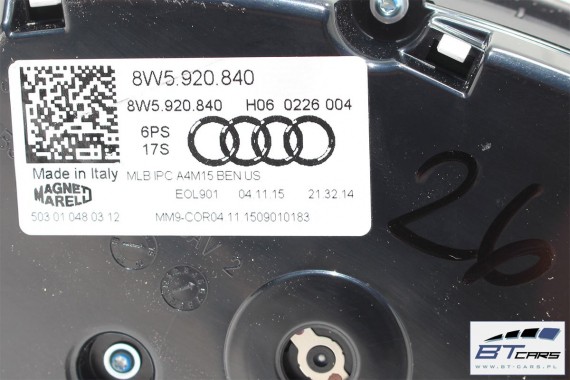 AUDI A4 ZEGARY LICZNIKI BENZYNA 8W5920840 8W5 920 840 ZEGAR LICZNIK BENZYNOWY WYŚWIETLACZ WIELOFUNKCYJNY MEDIUM 8W b9 8W5920840