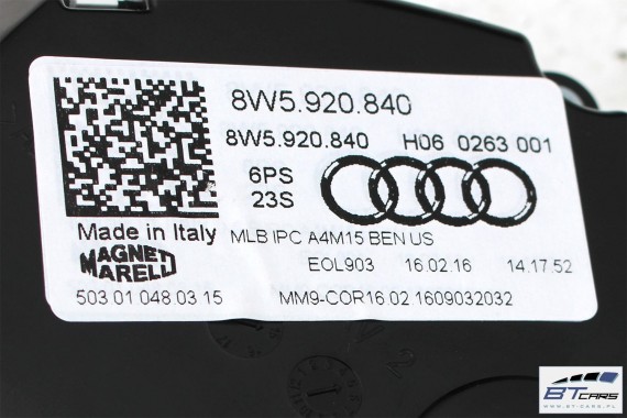 AUDI A4 ZEGARY LICZNIKI BENZYNA 8W5920840 8W5 920 840 ZEGAR LICZNIK BENZYNOWY WYŚWIETLACZ WIELOFUNKCYJNY MEDIUM 8W b9 8W5920840