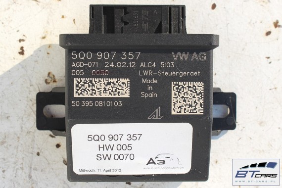 AUDI A3 TT VW GOLF 7 VII POLO PASSAT B8 TIGUAN TOURAN MODUŁ STEROWNIK ŚWIATEŁ 5Q0907357 5Q0 907 357 5Q0907357 REGULACJA ZASIĘGU