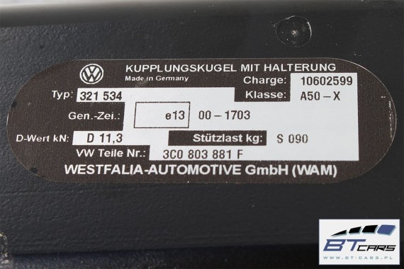 VW PASSAT CC BELKA + HAK HOLOWNICZY MODUŁ STEROWNIK HAKA 3C0803881F 3C0803882A 1K0907383F