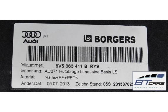 AUDI A3 SEDAN PÓŁKA TYLNA BAGAŻNIKA 8V5863411B Kolor RY9 soul 8V5 863 411 8V5863411B 8V5863411C 8V5863411J 8V5863411H 8V5863411