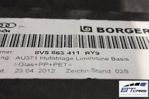 AUDI A3 SEDAN PÓŁKA TYLNA BAGAŻNIKA 8V5863411B Kolor RY9 soul 8V5 863 411 8V5863411B 8V5863411C 8V5863411J 8V5863411H 8V5863411