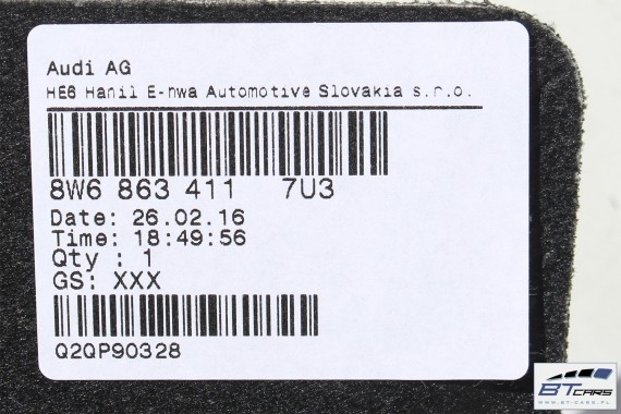 AUDI A5 PÓŁKA TYLNA 7U3 czarna (soul) 8W6863411 8W6 863 411 8W 2016- PÓŁKI 8W6863411 8W6863411 8W6863411 8W6863411 8W6863411