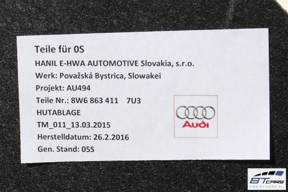AUDI A5 PÓŁKA TYLNA 7U3 czarna (soul) 8W6863411 8W6 863 411 8W 2016- PÓŁKI 8W6863411 8W6863411 8W6863411 8W6863411 8W6863411