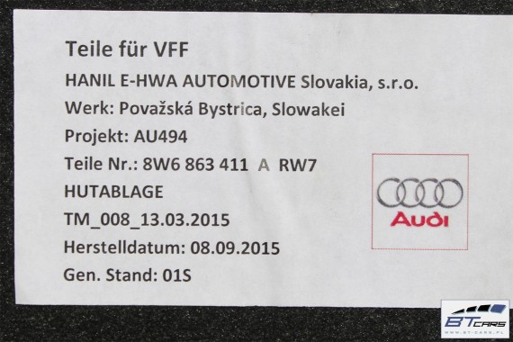 AUDI A5 PÓŁKA TYLNA RW7 czarna 8W6863411A 8W6 863 411 A 8W 2016- 8W6863411A 8W6863411A 8W6863411B 8W6863411A 8W6863411 8W6863411