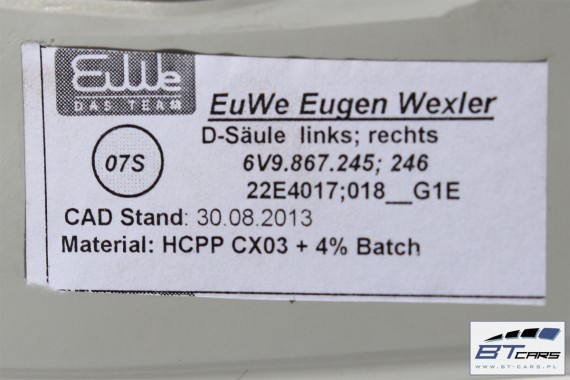 SKODA FABIA 3 KOMBI SŁUPEK D POSZYCIE 6V9867245 6V9867246 podsufitki 6V9 867 245 6V9 867 246