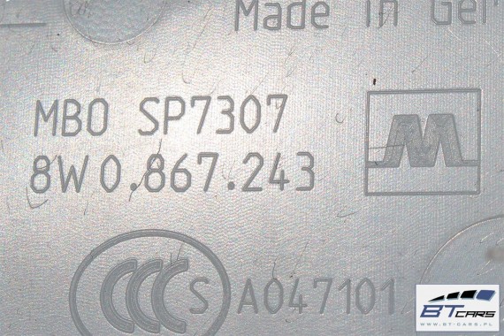 AUDI A4 SŁUPEK B POSZYCIE 8W0867243 8W0867244 8W B9 górne podsufitki kolor czarny 8W0867243A 8W0867244A 8W0867243B 8W0867244B
