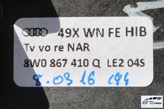 AUDI A4 A5 LISTWY OZDOBNE LISTWA DEKOR DEKORY WYKOŃCZENIE 8W1853189B 8W1853190D 8W1863969B 8W0867410Q 8W0867420B LE2 drewno 8W