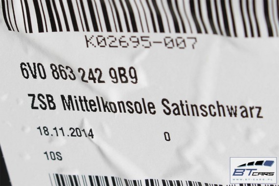 SKODA FABIA 3 III TUNEL ŚRODKOWY 6V0863242 6V0 863 242 9B9 - czerń satynowa