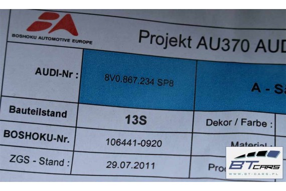 AUDI A3 SŁUPEK A  POSZYCIE 8V0867233 8V0867234 8V górne 8V0 867 233 8V0 867 234 SP8 wykończenie 8V0867233 8V0867234 8V0867234