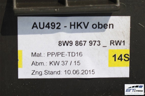 AUDI A4 KOMBI BOCZEK KLAPY BAGAŻNIKA tapicerka 8W9867979 8W9867973 4PK - czarny wykończenie 8W9 867 979  973 8W9867979 8W9867979