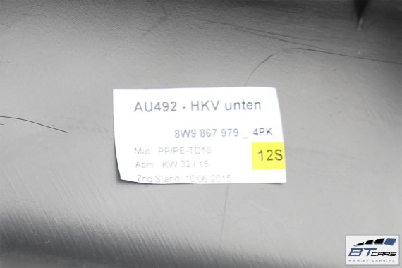 AUDI A4 KOMBI BOCZEK KLAPY BAGAŻNIKA tapicerka 8W9867979 8W9867973 4PK - czarny wykończenie 8W9 867 979  973 8W9867979 8W9867979