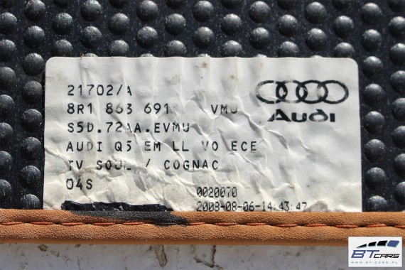 AUDI Q5 DYWANIKI PODŁOGI 8R1863691 8R0864450 wycieraczki 8R1 863 691 8R0864450 VMU czarny brąz koniakowy 8R1863691 8R1863691 8R