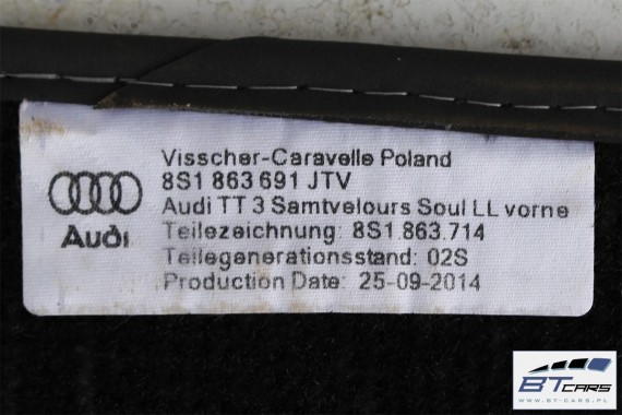 AUDI TT DYWANIKI WYCIERACZKI PODŁOGI S-LINE 8S1863691 8S1 863 691 8S JTV - czarny soul / felsgrau 8S1863691 8S1863691 8S1863691C