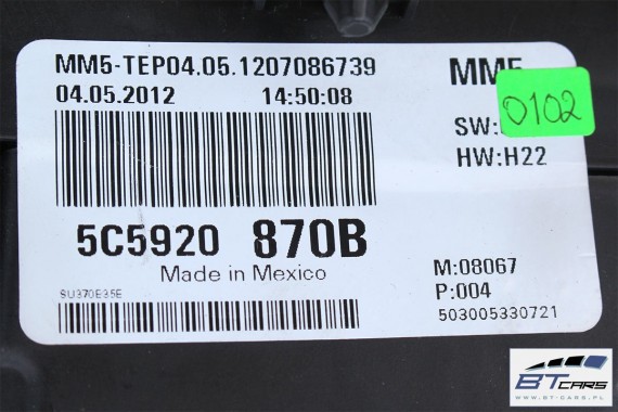 VW THE BEETLE ZEGARY LICZNIK BENZYNA 5C5920870B 5C5920870BX 5C5 920 870 B BX ZEGAR LICZNIKI BENZYNOWY ZESTAW WSKAŹNIKÓW 5C