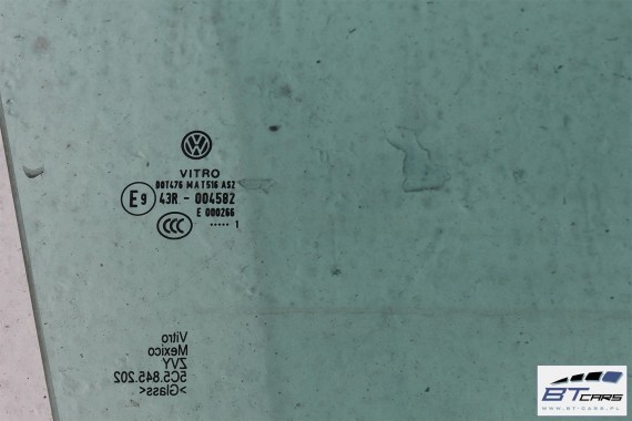 VW THE BEETLE CABRIO SZYBA DRZWI PRAWE 5C5845202 prawa przód przednia pasażera 5C5 845 202 2011 E9 AS2 zielony drzwiowa 5C