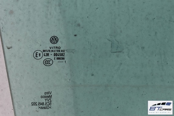 VW THE BEETLE CABRIO SZYBA DRZWI PRAWE 5C5845202 prawa przód przednia pasażera 5C5 845 202 2011 E9 AS2 zielony drzwiowa 3G8 FL