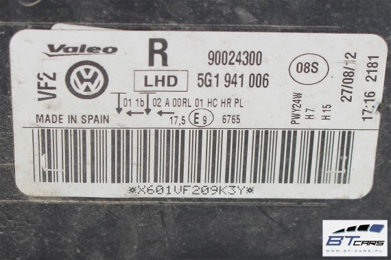 VW GOLF 7 VII PRZÓD maska błotniki zderzak pas przedni lampy wzmocnienie błotnik lampa GTD Kolor: LY3D czerwony tor 5G