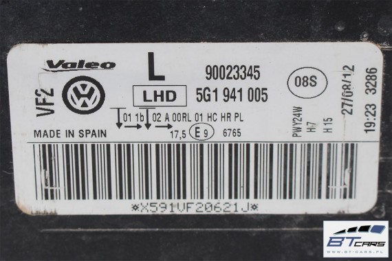 VW GOLF 7 VII PRZÓD maska błotniki zderzak pas przedni lampy wzmocnienie błotnik lampa GTD Kolor: LY3D czerwony tor 5G