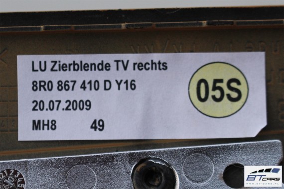 AUDI Q5 LISTWY OZDOBNE DEKORY WYKOŃCZENIE 8R 8R0863305D 8R1853190D 8R0867409D 8R0867410D Y16 - jesion beżowy