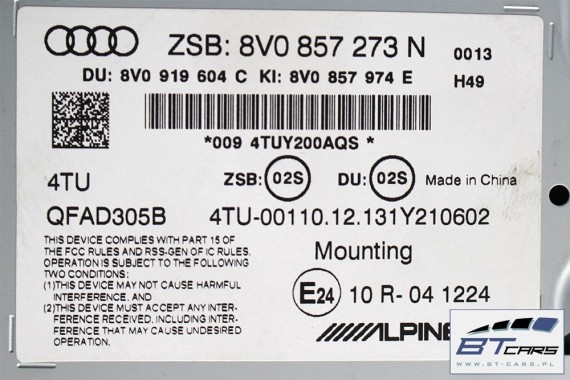 AUDI A3 ZESTAW MMI 3G+ MONITOR + CZYTNIK MIB + PANEL 8V0035020D 8V0919604C 8V0919614S wyświetlacz lcd gałka touchpad sd navi  8V