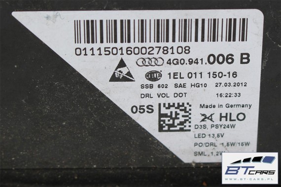 AUDI A6 PRZÓD maska błotniki zderzak przedni lampy błotnik lampa XENON ledy 4G LX7U szary 4G0941005B 4G0941006B 4G0941005B