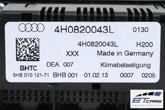 AUDI A8 S8 PANEL KLIMATYZACJI 4H0820043L 4H0820043E 4H0820043H moduł sterownik nawiewu klimy przedni przód 4H0820043H 4H0820043L