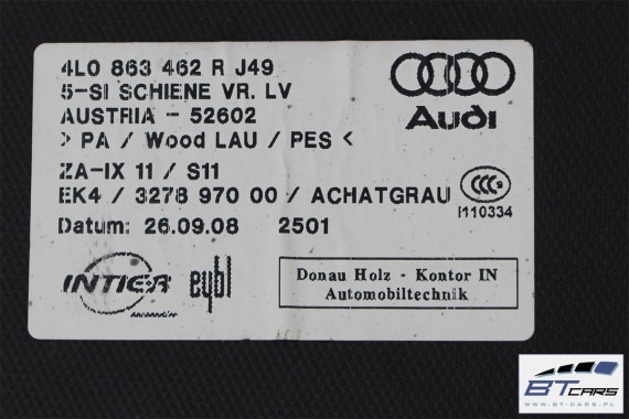 AUDI Q7 BOCZEK + DYWAN + PAS BAGAŻNIKA 4L0863879 4L0863880 4L0863462 4L0864483 boczki bagażnik tapicerka 4L TPN, J49 - szary